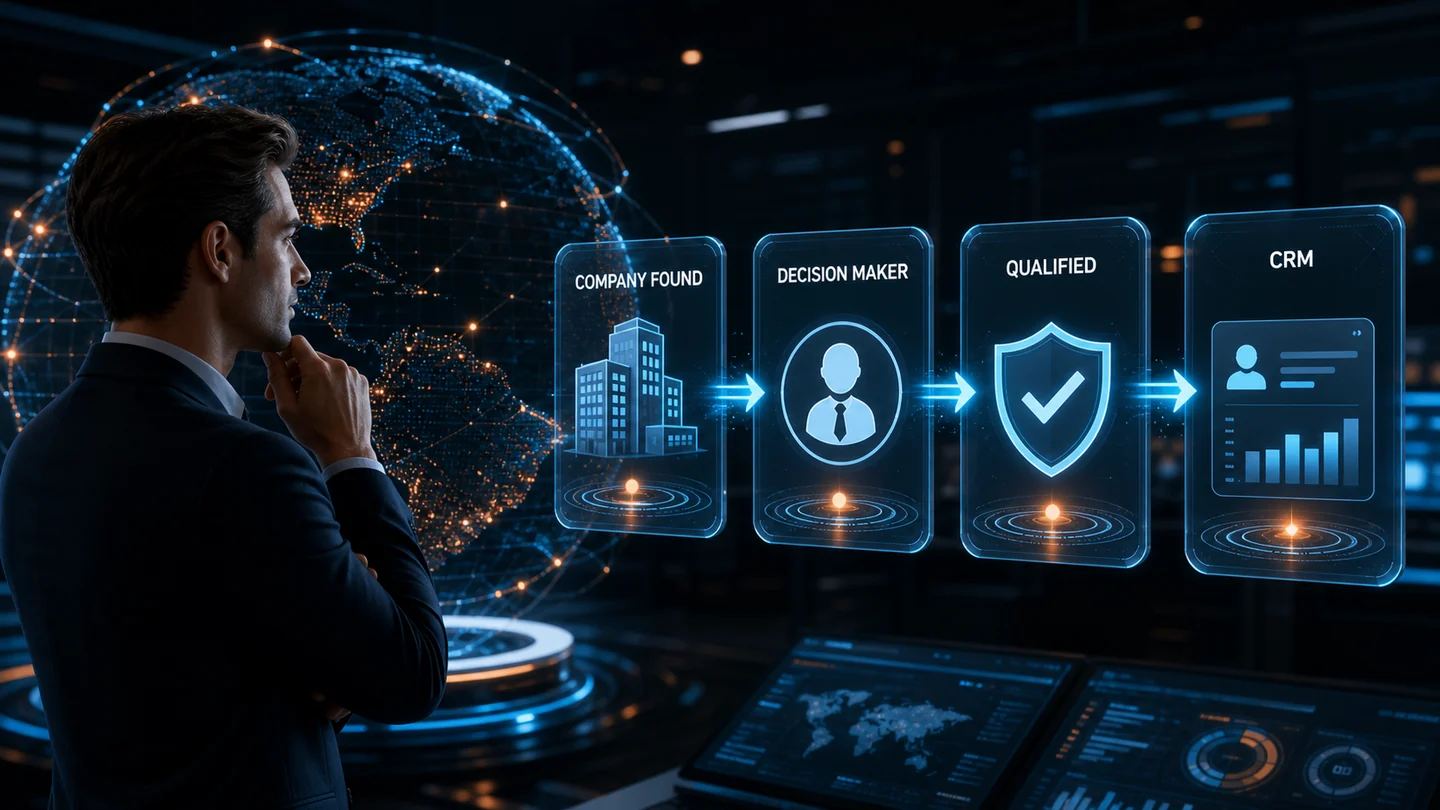 Agent IA transformant des entreprises détectées en prospects qualifiés dans un CRM