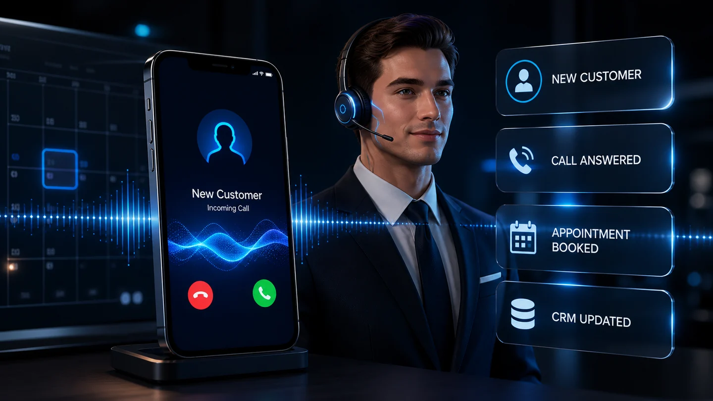 Standard téléphonique IA répondant à un appel et planifiant un rendez-vous client